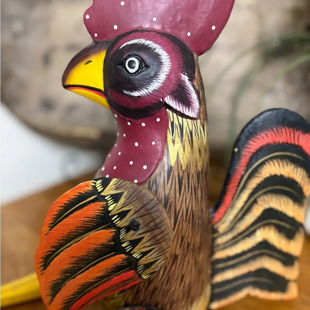 Hand Painted Wooden Rooster